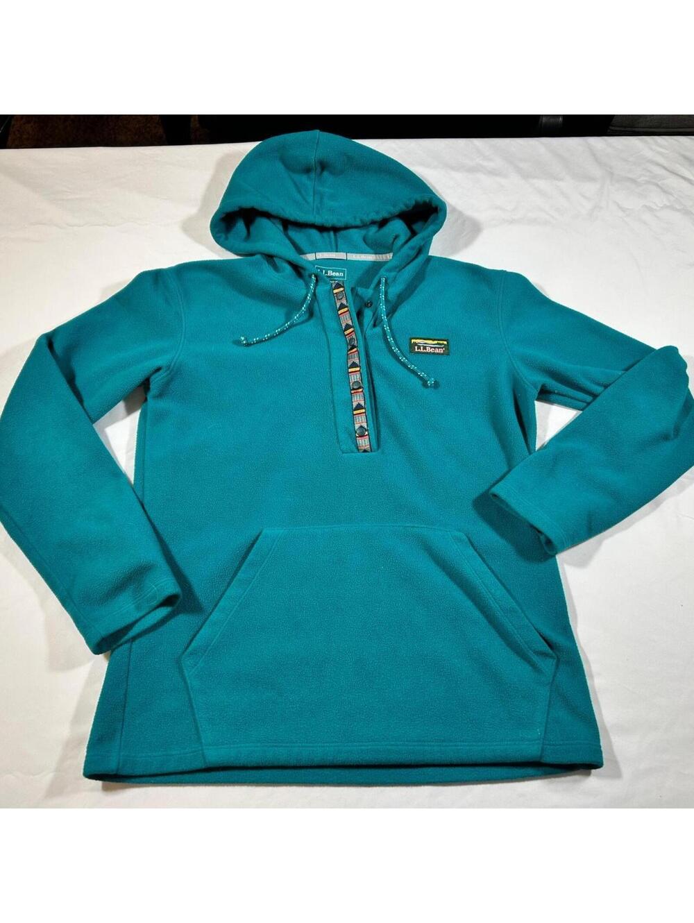 LL Bean Womens XS Teal Blue Southwestern fleece pullover